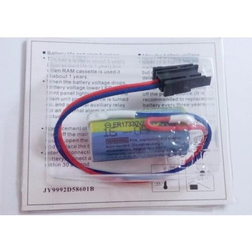 25pcs/lot New Original ER17330V MR-BAT CNC 3.6V 1700mah PLC Lithium Battery Batteries with Plug Free Shipping
