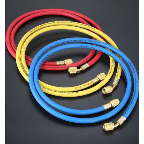 3Pcs 1/4" SAE AC Refrigeration Permutation Charging Hoses HVAC 800PSI R410a R134a Air Conditioning Hose Mayitr 150cm 60" HVAC