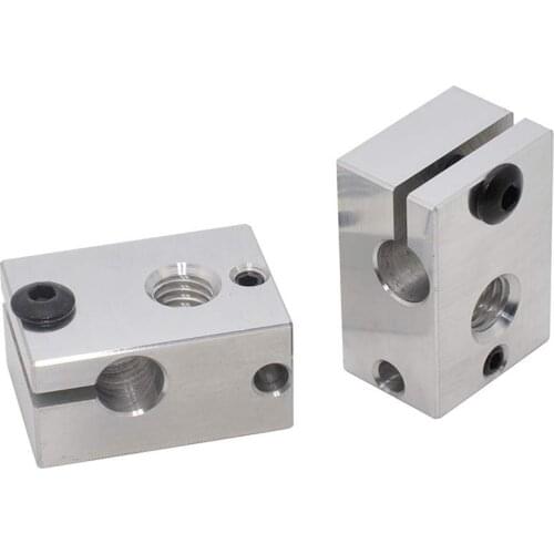 2Pcs 3D Printer M6 Aluminum Heater Block for M3 Thermocouple PT100 Cartridge Sensor V6 Hotend Aero Water Cooled