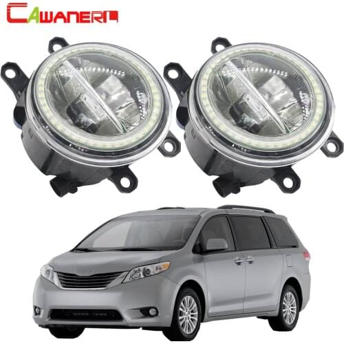 Cawanerl For Toyoya Sienna 2009 2010 2011 2012 2013 Car H11 LED Bulb 4000LM Fog Light + Angel Eye DRL Daytime Running Light 12V