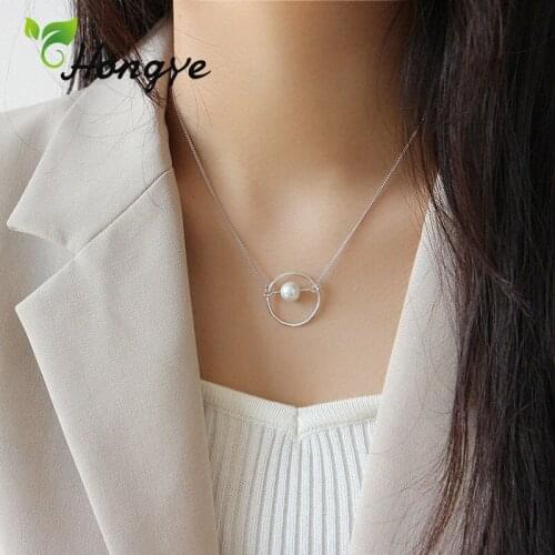 Hongye 925 Silver Chain Pearl Necklaces Big Loop Girls Pendant Necklace Shell Pearl Personalized Collar Jewelry 2020 Accessories