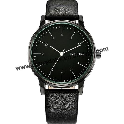 Wholesale Women Men Black Dial Student Watch Neutral Leather Quartz Watch Fashion Men Business Wristwatch New RE020C