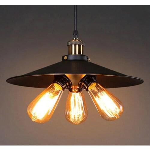 Village Retro Pendant Light Iron Metal Spray Painting Restaurant Bar Coffee Shop Floor E27 Holder One To Three Head Edison Lamp