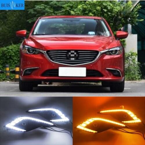 For Mazda 6 Atenza 2016 2017 2018 Daytime Running Light LED DRL fog lamp Driving lights Yellow Turn Signal Lamp