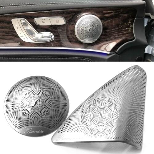 For Mercedes Benz New C Class W205 2015-2017 Car-styling stainless steel Car Door Audio Speaker Decorative Cover Trim 3D sticker