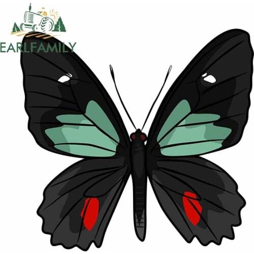 EARLFAMILY 13cm x 12.4cm for Green and Black Butterflies Spread Trunk Motorcycle RV Decal Anime Windshield Laptop Car Stickers