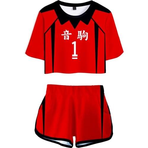 Haiku!! Two Pieces Sets Women Hot Sale Clothes Hot Fashion Harajuku Tracksuit T-shirts and Shorts Pullover High Street Print