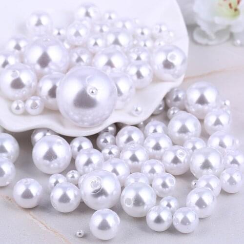 10grams White Round Imitation Garment Pearl With holes For DIY Art Necklace Fashion Jewelry Making Accessories 3-30mm