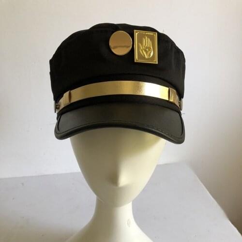 Anime JoJos Bizarre Adventure Cosplay Cap Jotaro Kujo Joseph Hat Army Military JOJO Caps Hats Badges Animation Around Props