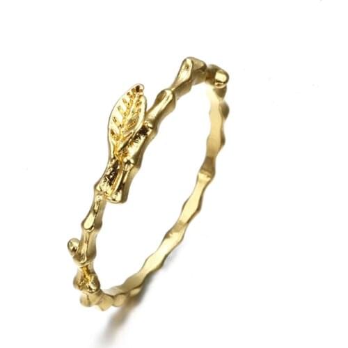 Women Charm Personality Leaf Rings For Women Gold Color Stainless Steel Ring Jewelry Valentines Day Present