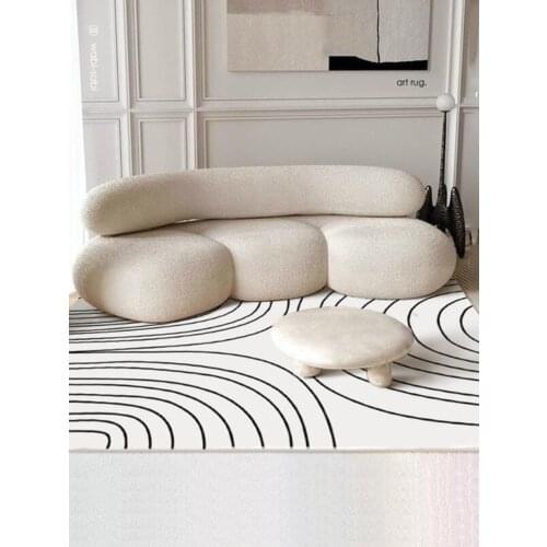 Living Room Carpet Concise Line Modern Area Rug Soft Shaggy Carpet Bedroom Coffee Table Table Floor Mat Fluffy Carpet Kid Room