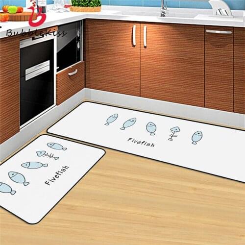 Bubble Kiss 2020 Blue Cartoon Fish Pattern Carpet Oil-Proof Kitchen Carpet Cute Rugs For Living Room Non-Slip Hallway Floor Mat