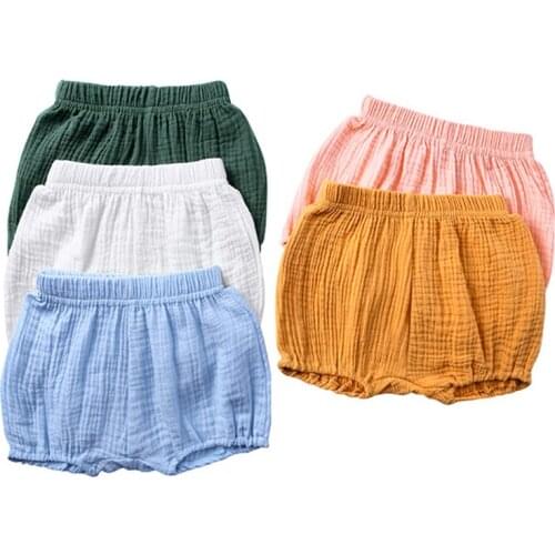 Summer 0-4T Baby Bloomers Candy Color Girls Shorts Linen Toddler Kids Briefs Newborn Boy Panties Pants Childrens Clothing Cheap