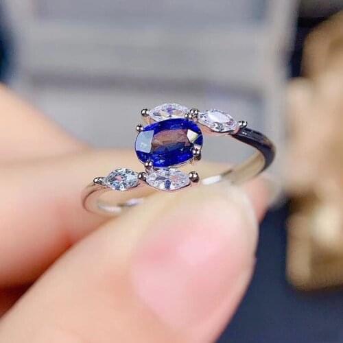 Cute Female Blue Crystal Zircon Stone Ring Minimalist Silver Color Wedding Rings for Women Bridal Thin Round Engagement Ring