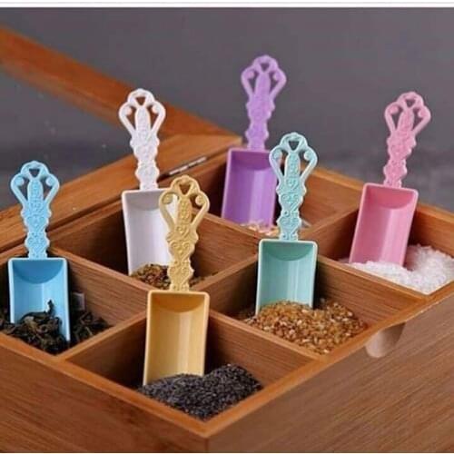 Mini Size Spice Shovel Spoon Set 6 Pieces Stylish Design 9cm Colorful Plastic Kitchen Product