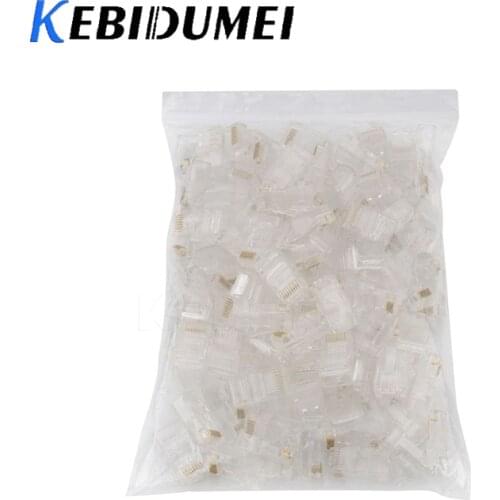 Kebidumei 50PCS RJ45 RJ-45 CAT5 CAT5E Modular Cable Head Plug Ethernet Gold Plated Network Connector Best Promotion
