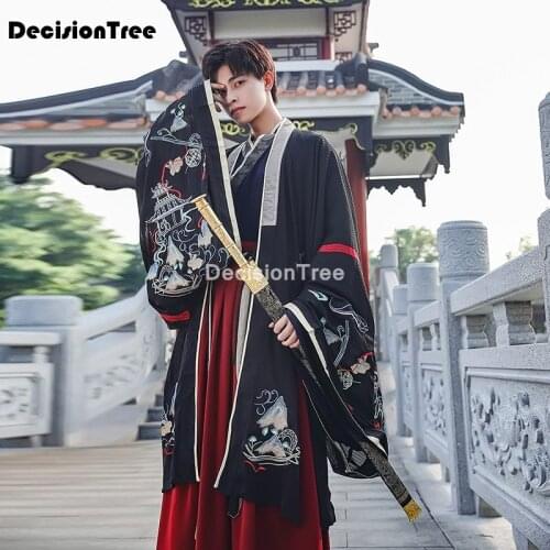 2021 hanfu men chinese ancient outfit gradation gray hanfu adult male carnival cosplay costume fancy dress for men