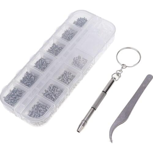 Eyewear Repair Kit 1100pcs Mini Eyeglasses Screws Nuts with Screwdrivers