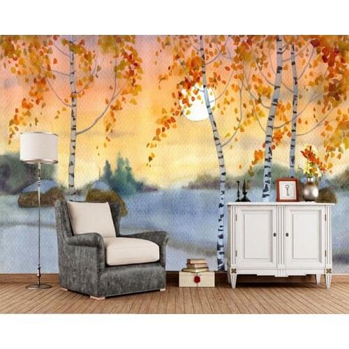 Papel de parede Pictorial art Autumn Birch 3d wallpaper mural,living room TV sofa wall bedroom wall papers home decor cafe bar