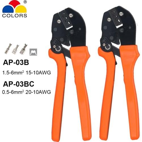 Crimping Pliers 0.5/1.5-6mm2 20/15-10AWG 2.8 4.8 6.3 Tabs Plugs Spade Connector Ratchet Crimper 250mm Die sets Crimp Hand Tools