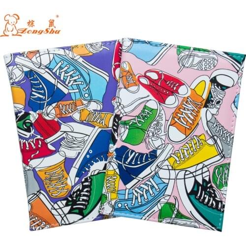 Casual Sports Canvas Shoes Design Red Color Pu Leather Passport Cover Card Holder Unisex Travel Passport Holder