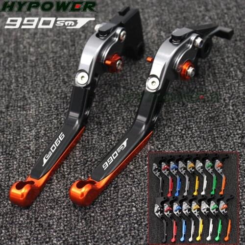 Adjustable Folding Extendable Brake Clutch Lever For KTM 990 SMT 990SMT 09 11 12 13 Orange WITH LOGO Free shipping Motorcycle