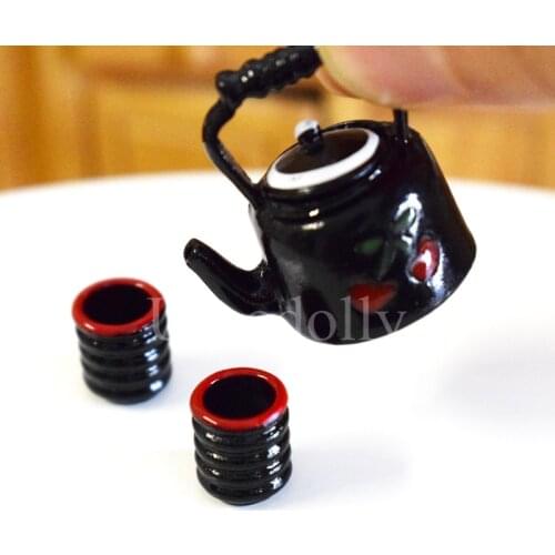 Cute Mini Porcelain Cup Water Kettle Tableware 1/12 Miniature Dollhouse Kitchen Accessories Match for Toy