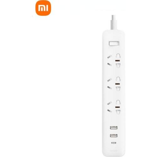2021 New Xiaomi Mi Mijia QC3.0 20W Fast Charging Power Strip 2A1C + 3 Sockets Standard Plug Interface Extension Lead 1.8m