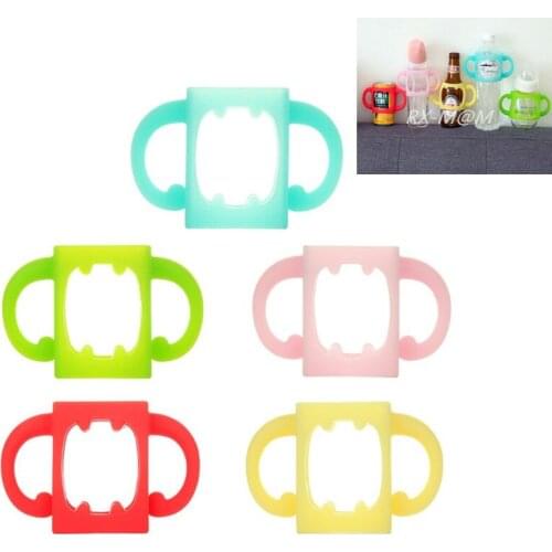 Baby Bottle Universal Handle Soft Silicone Wide Mouth Grip Multicolor Heat Resistant Feeding Bottles Accessories,Angel wings