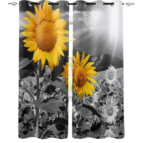 Sunflower Vintage Blackout Curtains For Living Room Bedroom Window Treatment Blinds Drapes Kitchen Curtains