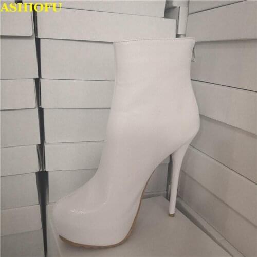 ASHIOFU Real Picture Ladies Stiletto Heel Boots Wedding Party Prom Ankle Boots Large Size High Heel Fashion Boots Shoes