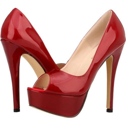 Summer Patent leather 14cm womens shoes European and American fight color fish mouth fine with high heels young daily shoes