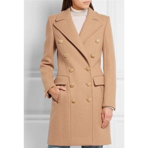 New Arrival Winter Woolen Coat for Women Elegant Double-breasted Military Style Camel Black Wild Wool Blend Long Jacket Female