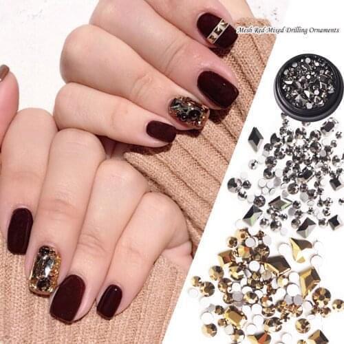 1 boxes of new 3D special-shaped drill, all kinds of DIY gemstones, new charm, mixed nail decorations, jewelry, gel, nail decora