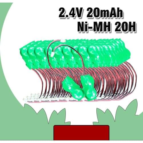 10-100pcs Original Brand New 20mAh 2.4V Ni-MH Rechargeable Button Cell Battery Ni MH Batteries With Pins