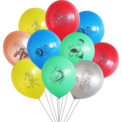 10pcs 12inch Super Hero Latex Balloons Avenger Spider Iron Hulk Captain America Globos Happy Birthday Party Decoration Kids Toys