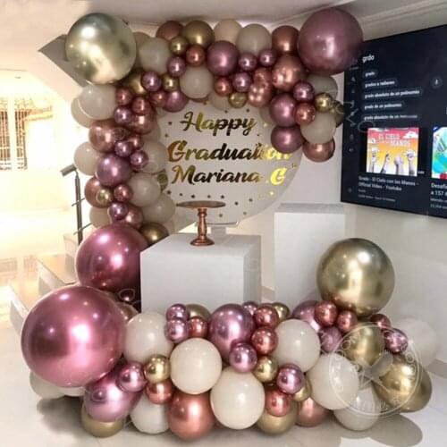 105pcs Rose Gold Latex Balloon Arch Garland Kit Chrome Metallic Globos Wedding Birthday Party Decoration Baby Shower Supplies