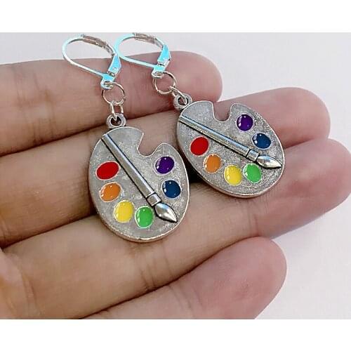 2020 New Fashion Palette Earrings Silver Color Earring Artist Earrings Fine Silver Bright Artist Palette Earrings