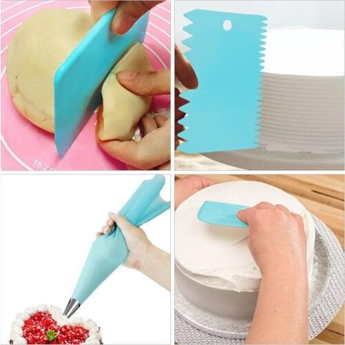 3PCS/Lot New Dough Cake Cutter Slicer Spatula for Cake Cream Scraper Pasty Cutters Irregular Teeth Edge DIY Smoother
