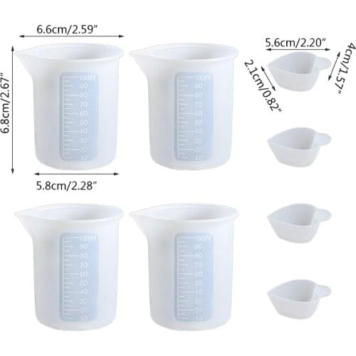 8 Pcs Silicone Measuring Cups Mixing Cup Resin Glue Tools Set UV Epoxy DIY Crafts Jewelry Casting Tools U90F