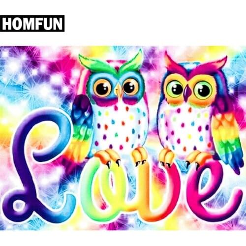 HOMFUN Full Square/Round Drill 5D DIY Diamond Painting "Love owl" Embroidery Cross Stitch 5D Home Decor Gift A06463