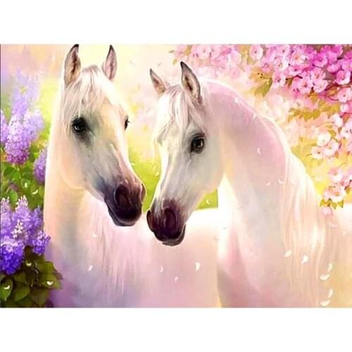 New Animals Diamond Mosaic White Horse Handmade Diamand Abstract Art Full Square Rhinestone 5D Diamond Painting New Year Gift 01