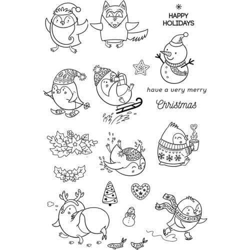 AZSG Lovely Christmas Penguin Clear Stamps For DIY Scrapbooking Decorative Card Making Crafts Fun Decoration Supplies
