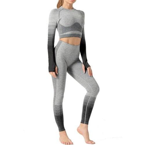 Seamless Yoga Set GYM Sports Gym Clothing For Women Fitness Workout Sportwear Woman Push Up Leggings Long Sleeve