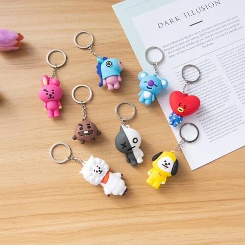 Korean Pop Culture Lovely Animal Key Chain of Rubber Material Polychromatic Both Men and Women Cute Backpack Pendant Keychains