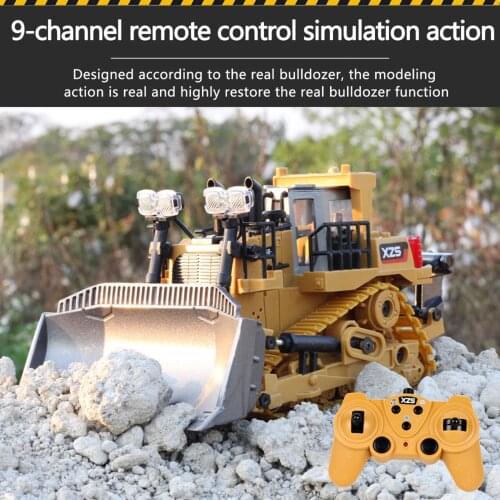 2.4Ghz RC Bulldozer 1/24 with Light & Sound Construction Diecast Engineering Car Dump Excavator Plastic/Alloy for Child‘s Gifts