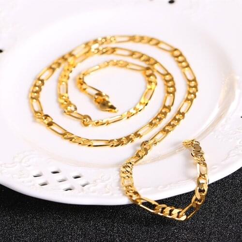 24k Gold Color Link Chain Lobster Men Necklace Fashion Dad Boyfriend Gift Statement Necklace