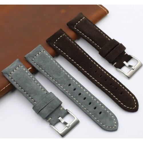 Onthelevel Leather Suede Watch Strap 20mm 22mm Watch Band Gray Coffee Replacement Watchband Bracelet For Man #E