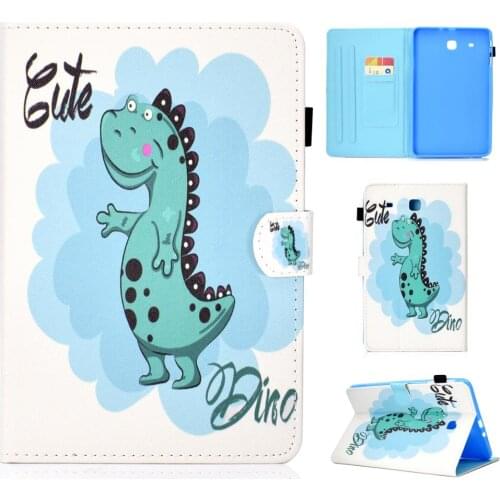 Case For Samusng Galaxy Tab E 9.6 inch SM-T560 SM-T561 9.6" t560 Flip Tablet Case PU Leather Smart Stand Painted Shell Cover Pen