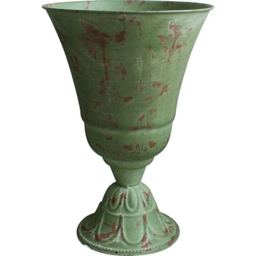 Rustic Small Retro Metal Urn Garden Planter